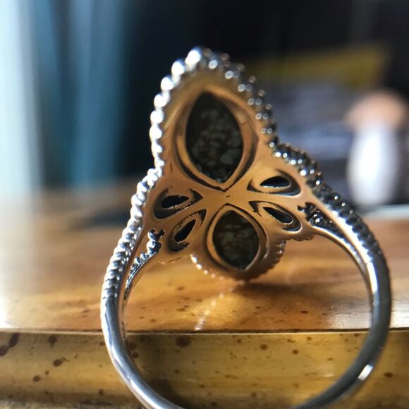 Natural White Buffalo Royston Blue Horizon Turquoise Sterling Silver Ring Size 9 - Picture 5 of 9